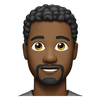 A head and shoulders shot of a 34 year old Black man, with short black hair, with goatee facial hair,   with brown eyes wearing a t-shirt. sticker