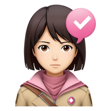 Mikasa Ackerman. pink checkmark on the side sticker