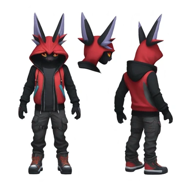 Dark Anthro Cool Noivern-Litten-Zangoose-Pokémon Punk Techwear Hoodie Cargo Collar Full Body sticker