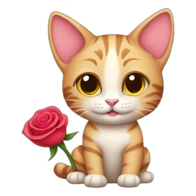 Cat with rose sticker