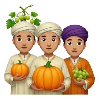 Moroccan men with pumpkin and grapes sticker