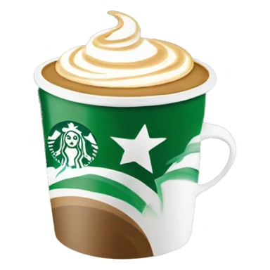 Latte coffee in a starbuck cup fuming stars sticker
