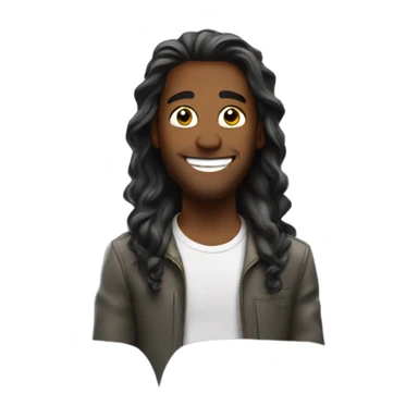 smiling solo with long hair on a plane  sticker