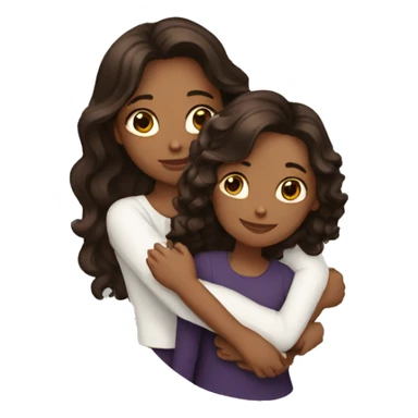 Two dark brown women with long wavy hair bff hugging sticker