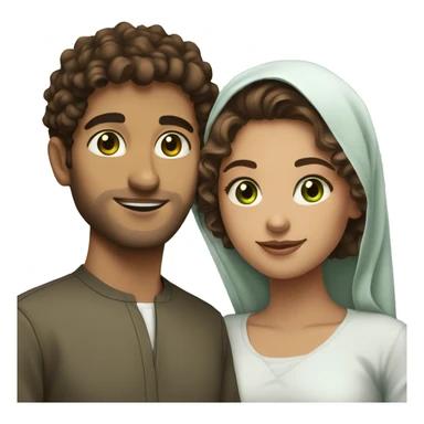 Muslim couple girl with green eyes and a guy with brown eyes and curly hair  sticker