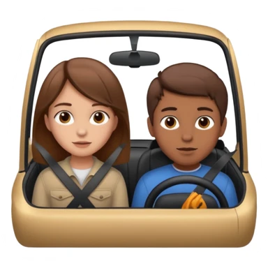 girl with brown hair and boy in car sticker