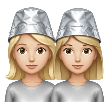 one blonde and one brunette wearing tin foil hats sticker