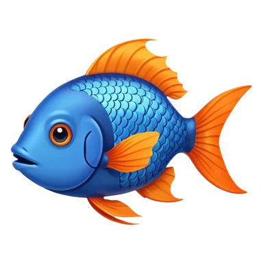blue happy fish from the side looking right sticker