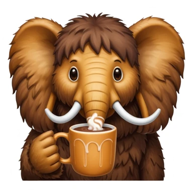A mammoth who drinks a hot chocolate sticker