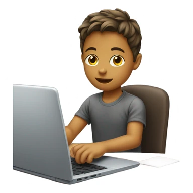 Young boy with computer sticker