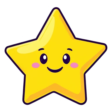 3D golden star with extra glitter and sparkle, smiling face, cartoon icon style, Pixar-inspired lighting, pastel yellow background sticker