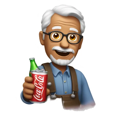 Grandpa holding a soda sticker