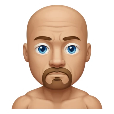 White middle age boxer goatee bald head blue eyes sticker