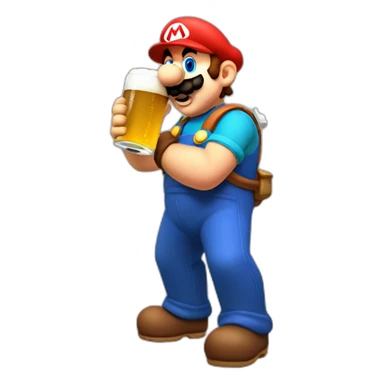 Mario plumber drinking beer sticker