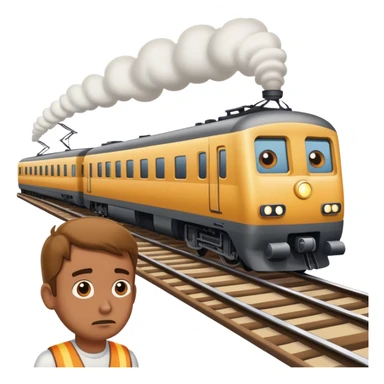 Man, looking at a train coming right towards him sticker