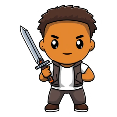 hombre con piel moreno clara, navaja en la mano sticker