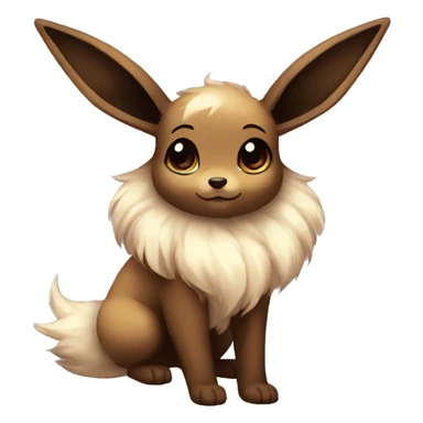 Kawaii Shiny Eevee with dark brown long emo hair covering her eyes Full Body sticker