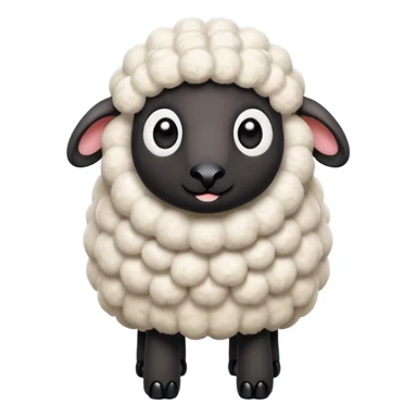Cute cartoon sheep inspired by Shaun the Sheep, fluffy white wool, big round eyes, black face, with hand and legs sticker