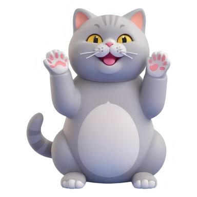 British Shorthair cat clapping its paws, happy face, emoji style sticker