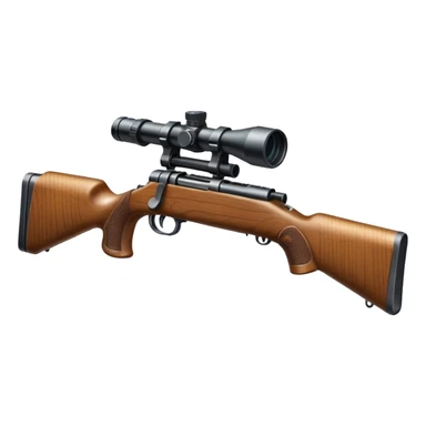 deer hunting bolt action rifle with a scope mounted to the top of the gun barrel and a sling attached properly to the underside of the gun sticker