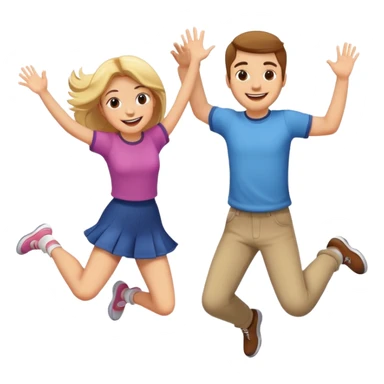 girl and guy jumping together  sticker