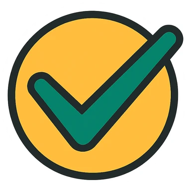 Color the checkmark fully in dark green while maintaining a minimalist style, no text. sticker