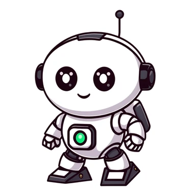 black robot with white led eyes, red background sticker