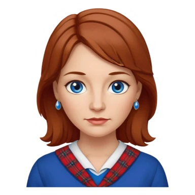midle   aged female with Scottish red attire and dark blonde hair and blue eyes sticker