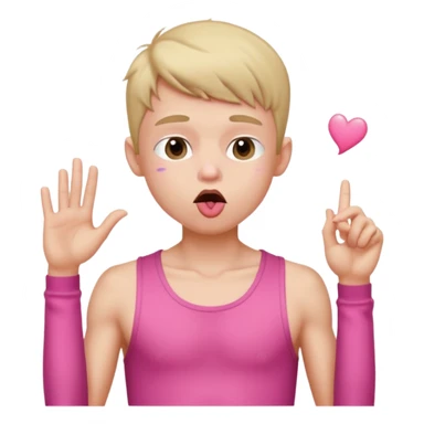 skinny boy in a pink crop top blowing a kiss sticker