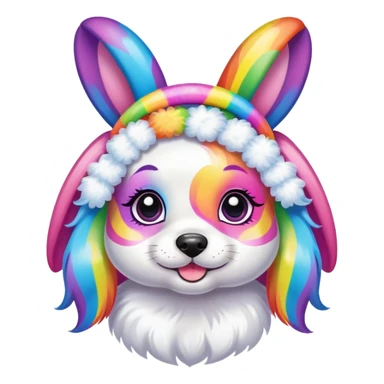 Lisa Frank Easter bunny headband on dog sticker