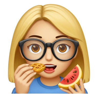 Cara con gafas comiendo sticker