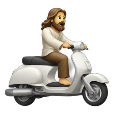 Jesus riding on a scooter sticker