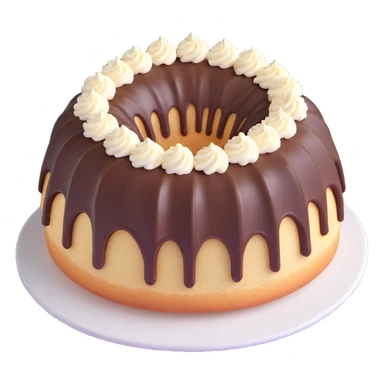 vanilla bundt cake with chocolate frosting and white sprinkles sticker