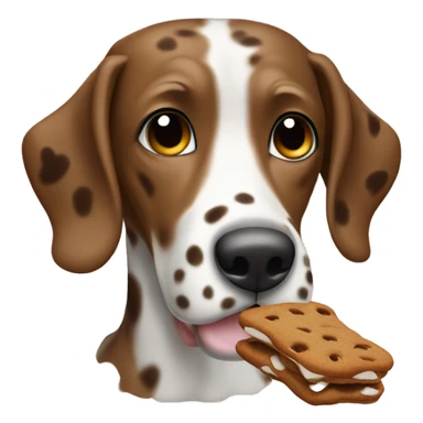 A brown Dalmatian eats gingerbread sticker