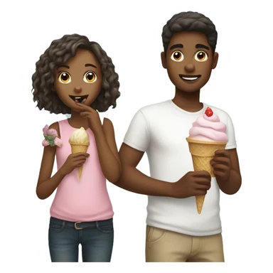 Pretty girl and boy eating ice cream  sticker