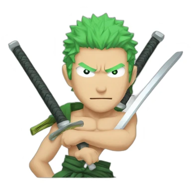 Zoro one piece with 3 blades sticker