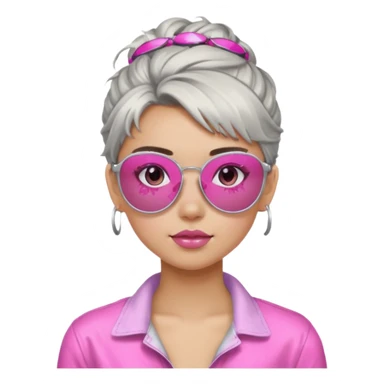 Girl with silver messy updo and pink aviators sticker