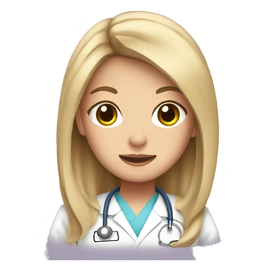 Japanese nurse with long hair in pink scrubs sticker