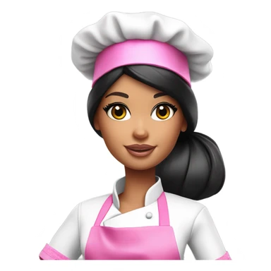 Thick Barbie chef black hair pink chef hat sticker