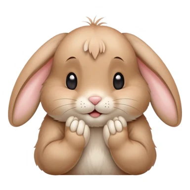 “A shy little bunny covering its face with its paws, blushing cheeks, drooping ears, soft pastel tone, transparent background.” sticker