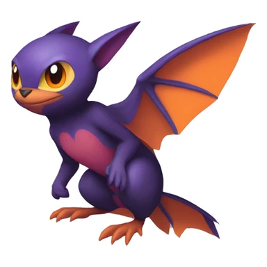 Cool Black Noibat-Quilava-Pokémon with orange belly and purple markings Full Body sticker