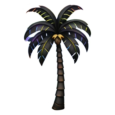 Palmera negra con un arcoiris de fondo en la noche sticker