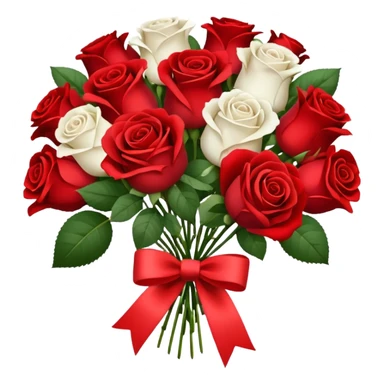 red bouquet with red and white roses sticker