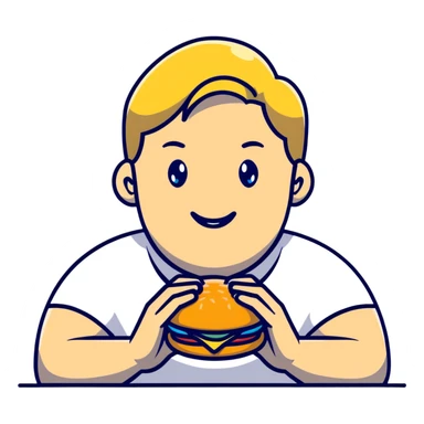 Blonde man with white skin and blue eyes eating a McDonald's hamburger, LGBT pride symbol sticker