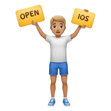 man holding up an open sign, full body sticker