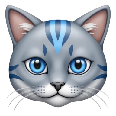 Un gato atigrado gris ojos azules ralla entre los ojos en forma de M y dos rallas en el exterior de los ojos sticker