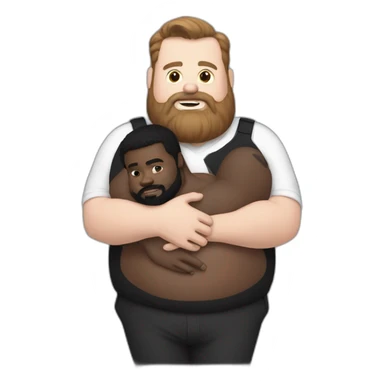 fat white bearded man holding black male from behind sticker
