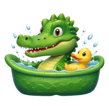 Cute crocodile is showing in the bath tub sticker