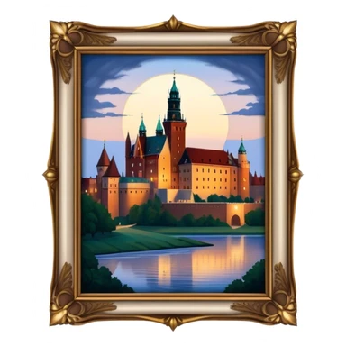 Cinematic Realistic Wawel Castle Landmark Emoji, depicted with the historic royal castle rendered with intricate detail and dramatic, majestic lighting. sticker