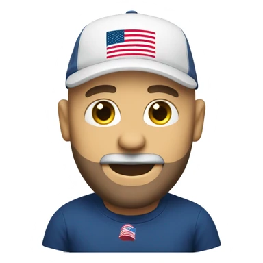 Bald guy with beard wearing a make America great again hat sticker